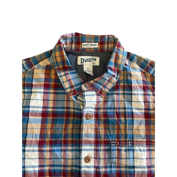 Mens DULUTH Trading Co. Short Sleeve Untucked Plaid‎ Button Down Shirt sz. XL - Picture 1 of 6
